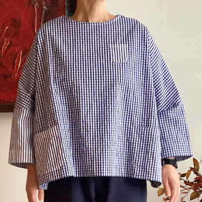 【CHECK&STRIPE(チェック&ストライプ)】Dラインプルオーバー「sunny days stripe×sunny days check」