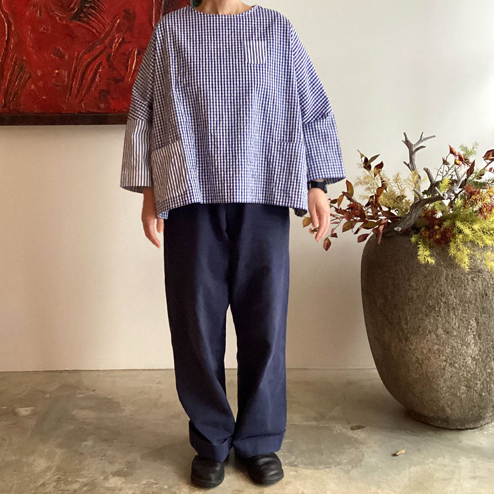 【CHECK&STRIPE(チェック&ストライプ)】Dラインプルオーバー「sunny days stripe×sunny days check」