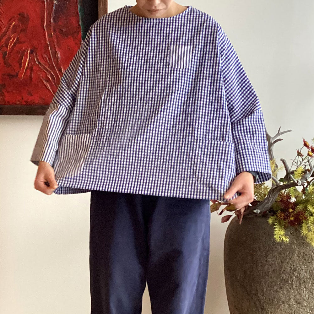 【CHECK&STRIPE(チェック&ストライプ)】Dラインプルオーバー「sunny days stripe×sunny days check」