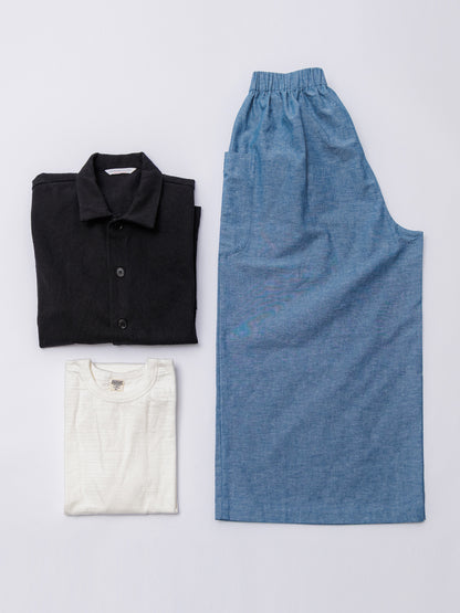 【CHECK&STRIPE(チェック&ストライプ)】ギャザーロングキュロット　ダンガリー