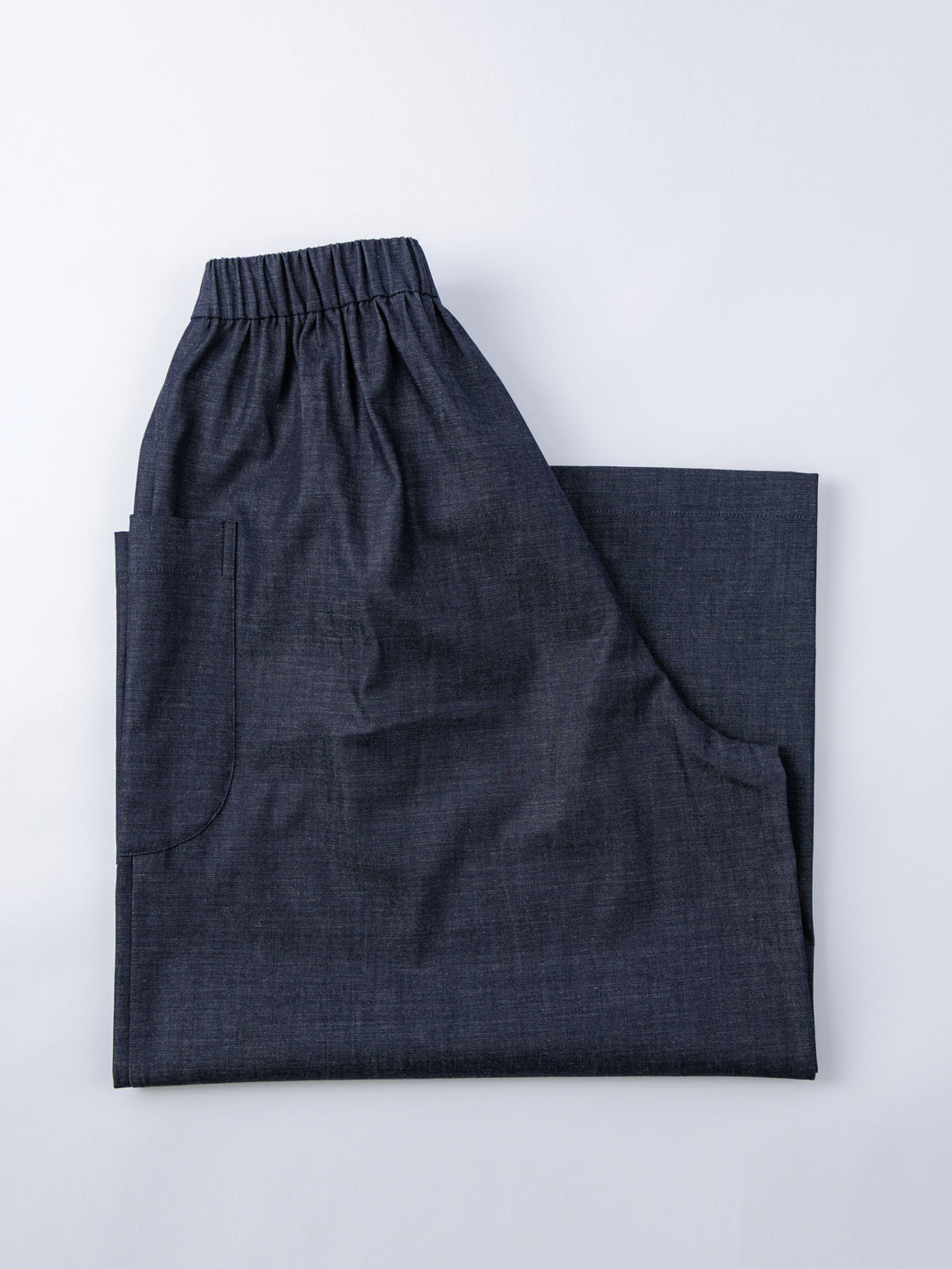 【CHECK&STRIPE(チェック&ストライプ)】ギャザーロングキュロット　デニム