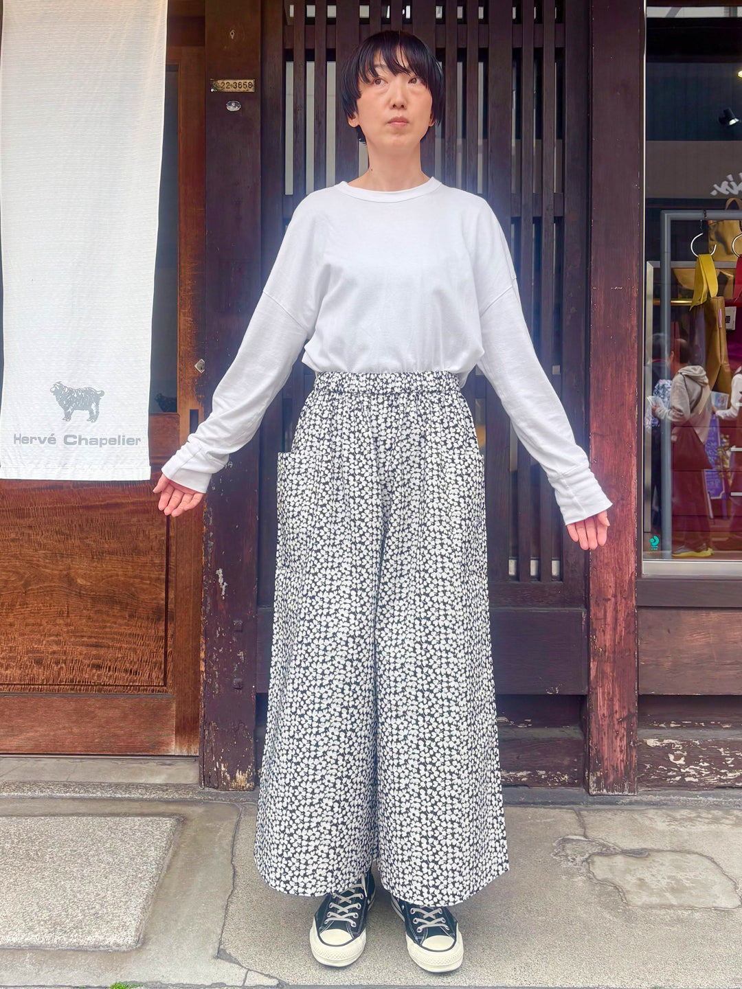 【CHECK&STRIPE(チェック&ストライプ)】ギャザーロングキュロット marie flower petite