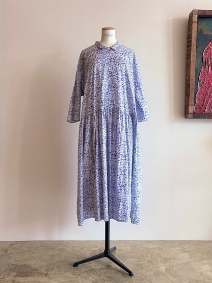 【CHECK&STRIPE(チェック&ストライプ)】小さな衿のローウエストワンピース リバティ Mortimer