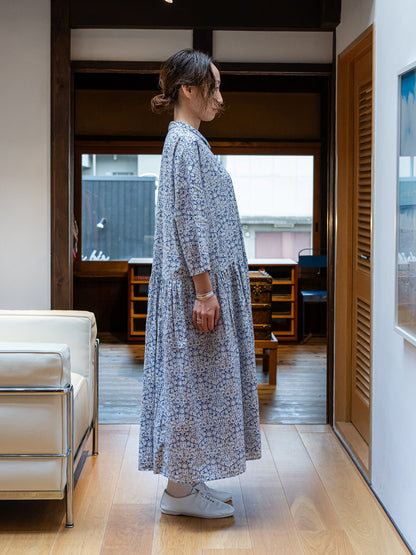 【CHECK&STRIPE(チェック&ストライプ)】小さな衿のローウエストワンピース リバティ Mortimer