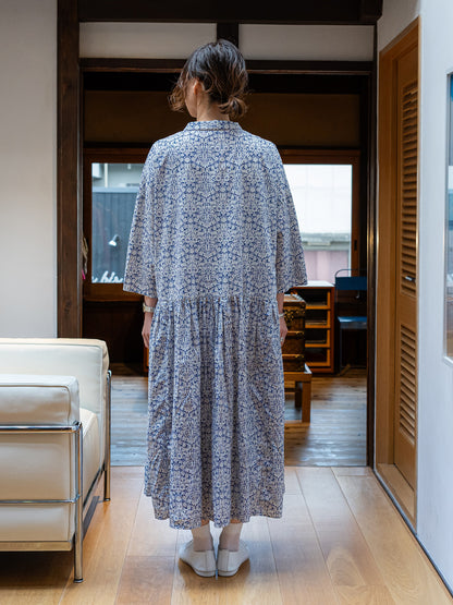 【CHECK&STRIPE(チェック&ストライプ)】小さな衿のローウエストワンピース リバティ Mortimer