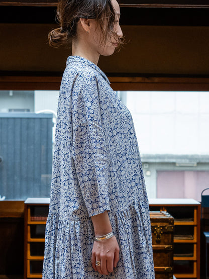 【CHECK&STRIPE(チェック&ストライプ)】小さな衿のローウエストワンピース リバティ Mortimer