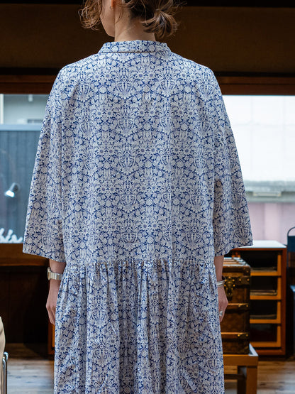 【CHECK&STRIPE(チェック&ストライプ)】小さな衿のローウエストワンピース リバティ Mortimer