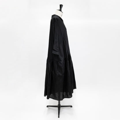【CHECK&STRIPE(チェック&ストライプ)】小さな衿のローウエストワンピース 「やさしいリネン」