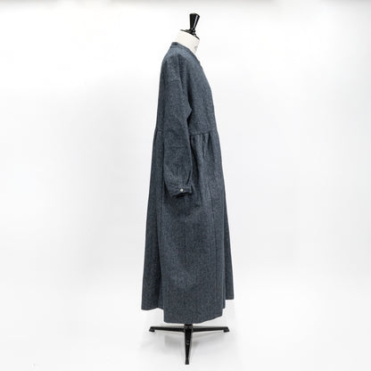 【CHECK&STRIPE(チェック&ストライプ)】スタンドカラーワンピース 「コットンツイード」
