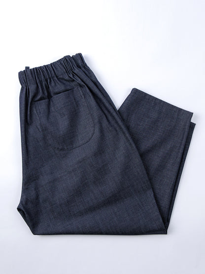 【CHECK&STRIPE(チェック&ストライプ)】シンプルテーパードパンツ　デニム