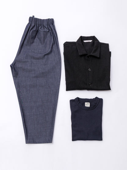 【CHECK&STRIPE(チェック&ストライプ)】シンプルテーパードパンツ　デニム