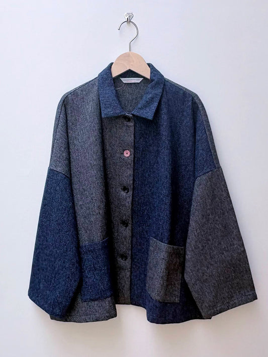 【CHECK&STRIPE(チェック&ストライプ)】シャツJK コットンTWヘリンボーン