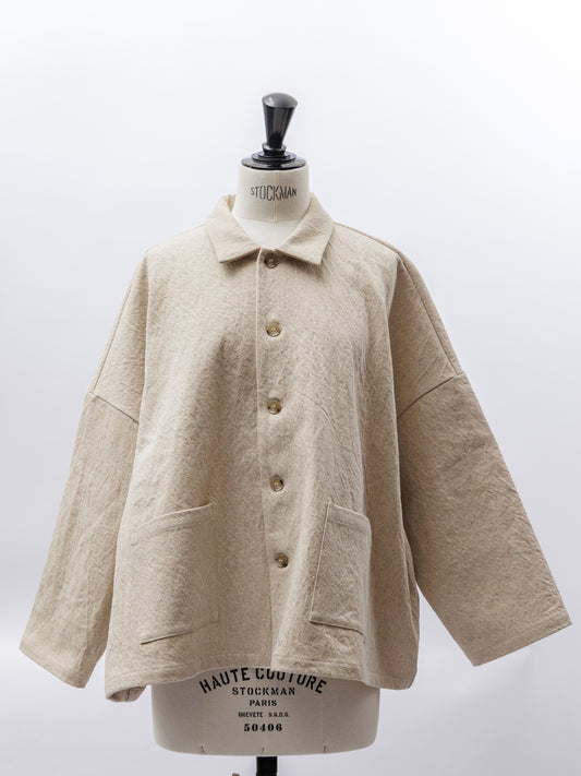 【CHECK&STRIPE(チェック&ストライプ)シャツジャケット ハーフリネンツイル
