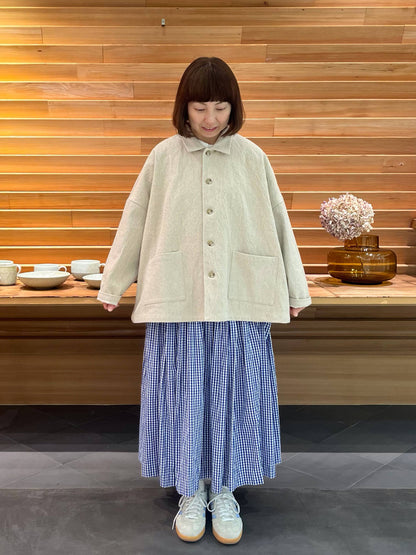 【CHECK&STRIPE(チェック&ストライプ)シャツジャケット ハーフリネンツイル
