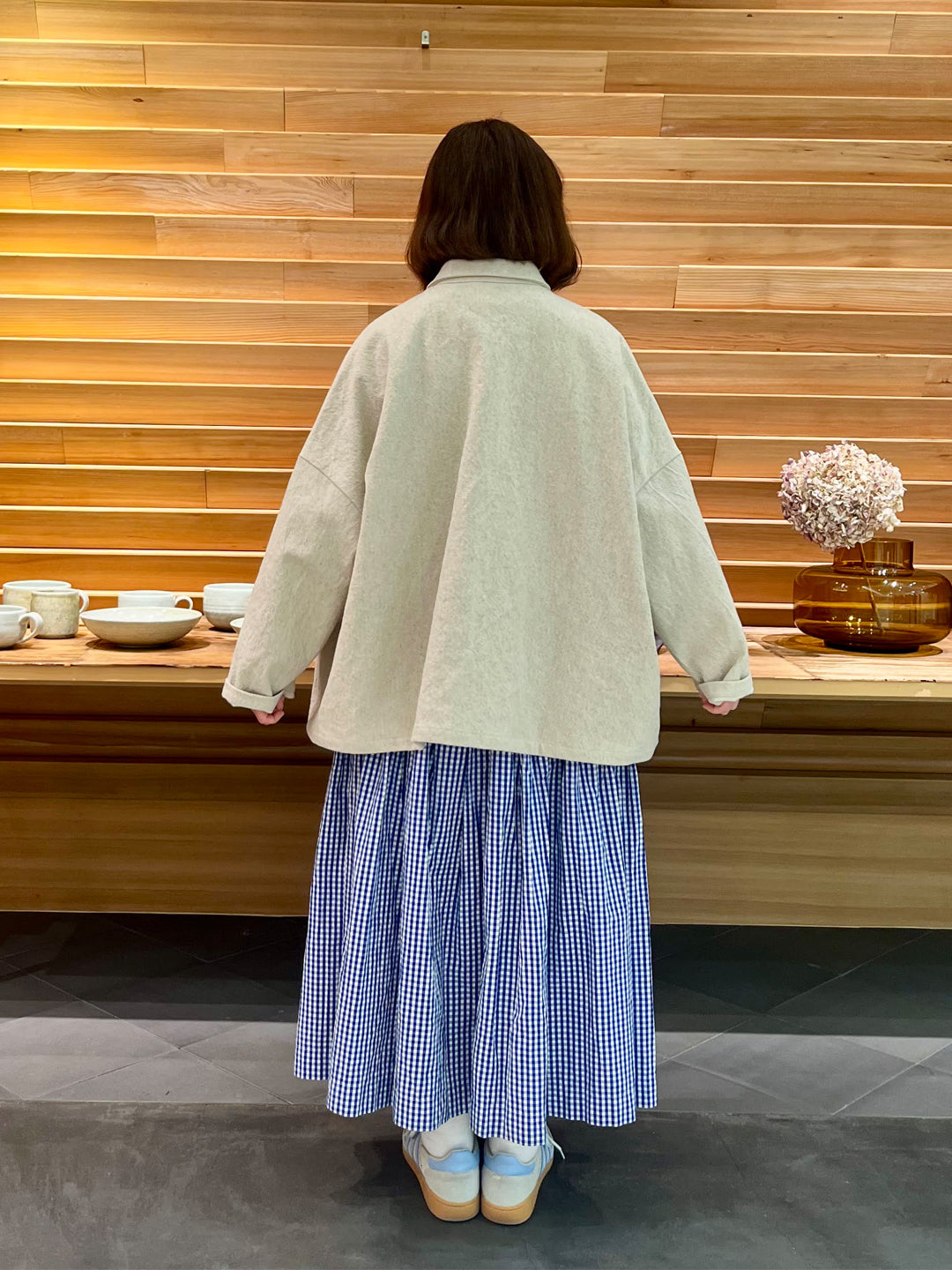 【CHECK&STRIPE(チェック&ストライプ)シャツジャケット ハーフリネンツイル