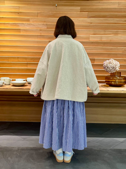 【CHECK&STRIPE(チェック&ストライプ)シャツジャケット ハーフリネンツイル
