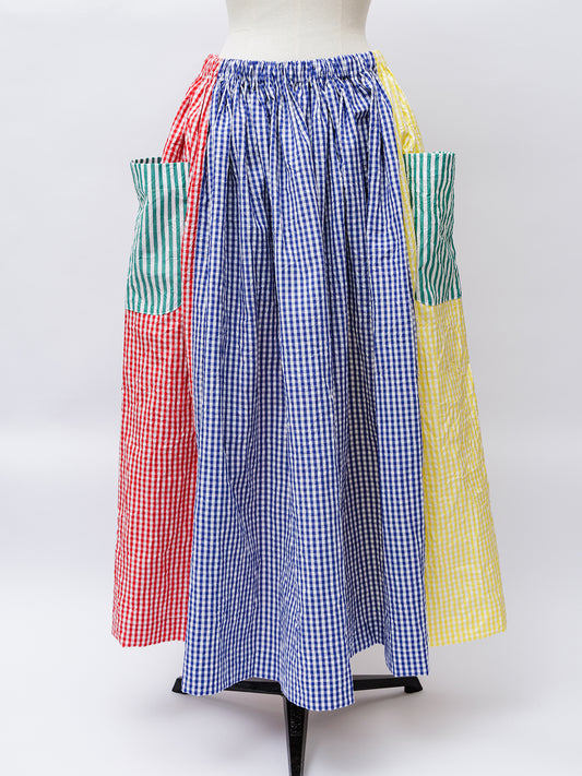 【CHECK&STRIPE(チェック&ストライプ)】3枚はぎのギャザースカート チェック3