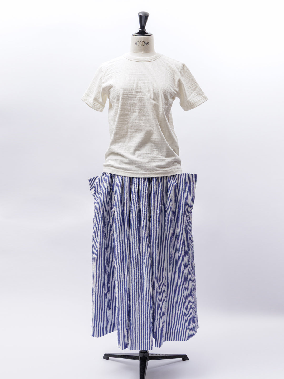 【CHECK&STRIPE(チェック&ストライプ)】3枚はぎのギャザースカート ストライプ