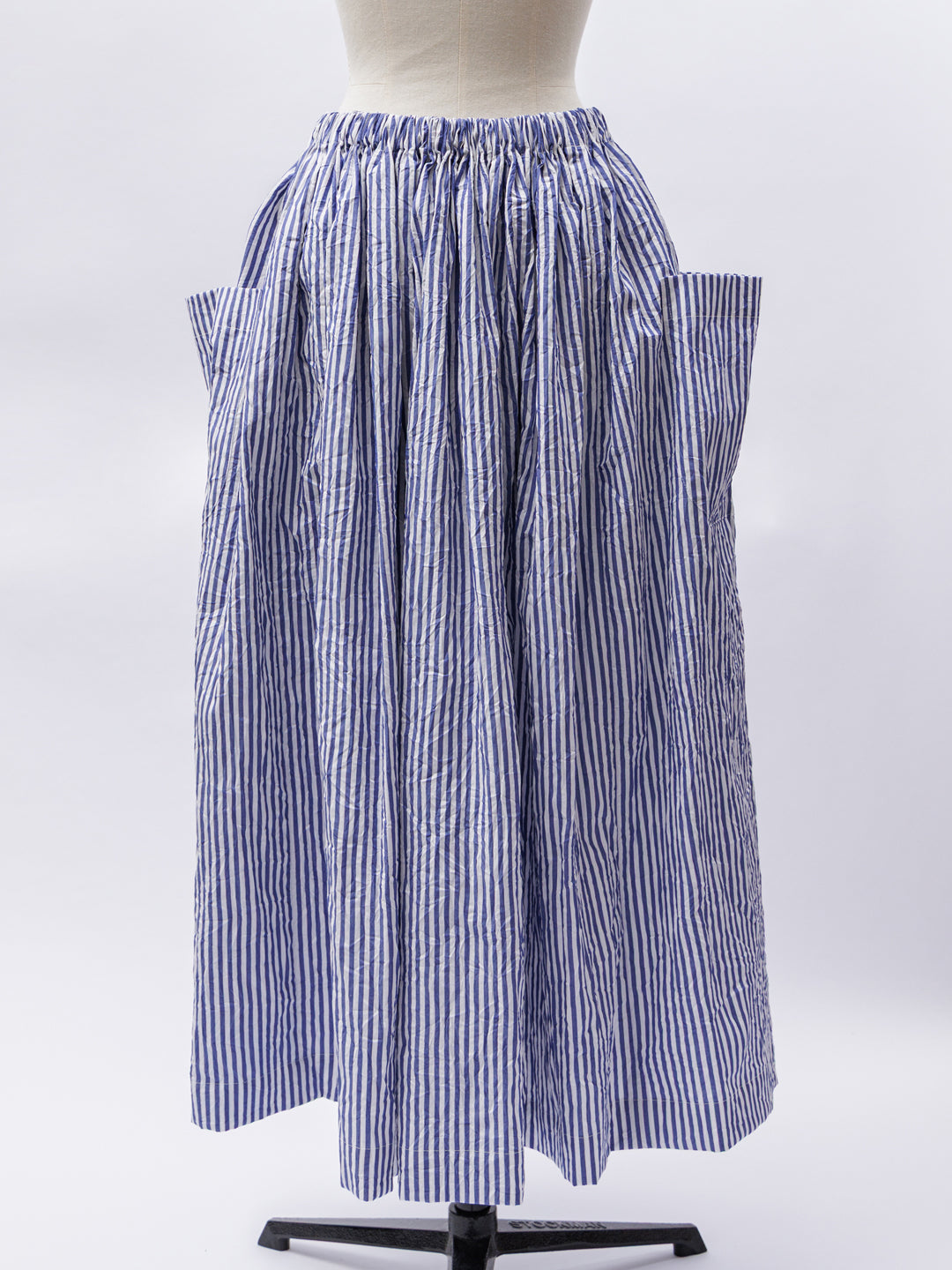 【CHECK&STRIPE(チェック&ストライプ)】3枚はぎのギャザースカート ストライプ