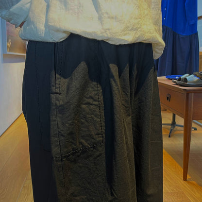 【homspun (ホームスパン) 】バルキーシーチング　厚手ギャザーパンツ