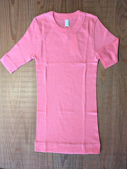 【homspun (ホームスパン) 】40／1丸胴テレコ半袖PO