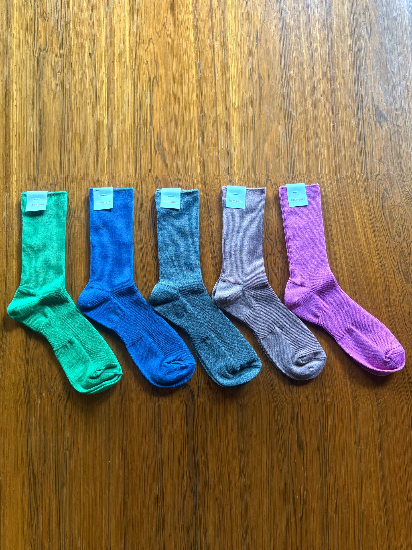 【homspun (ホームスパン) 】防縮ウールリブソックスNEW