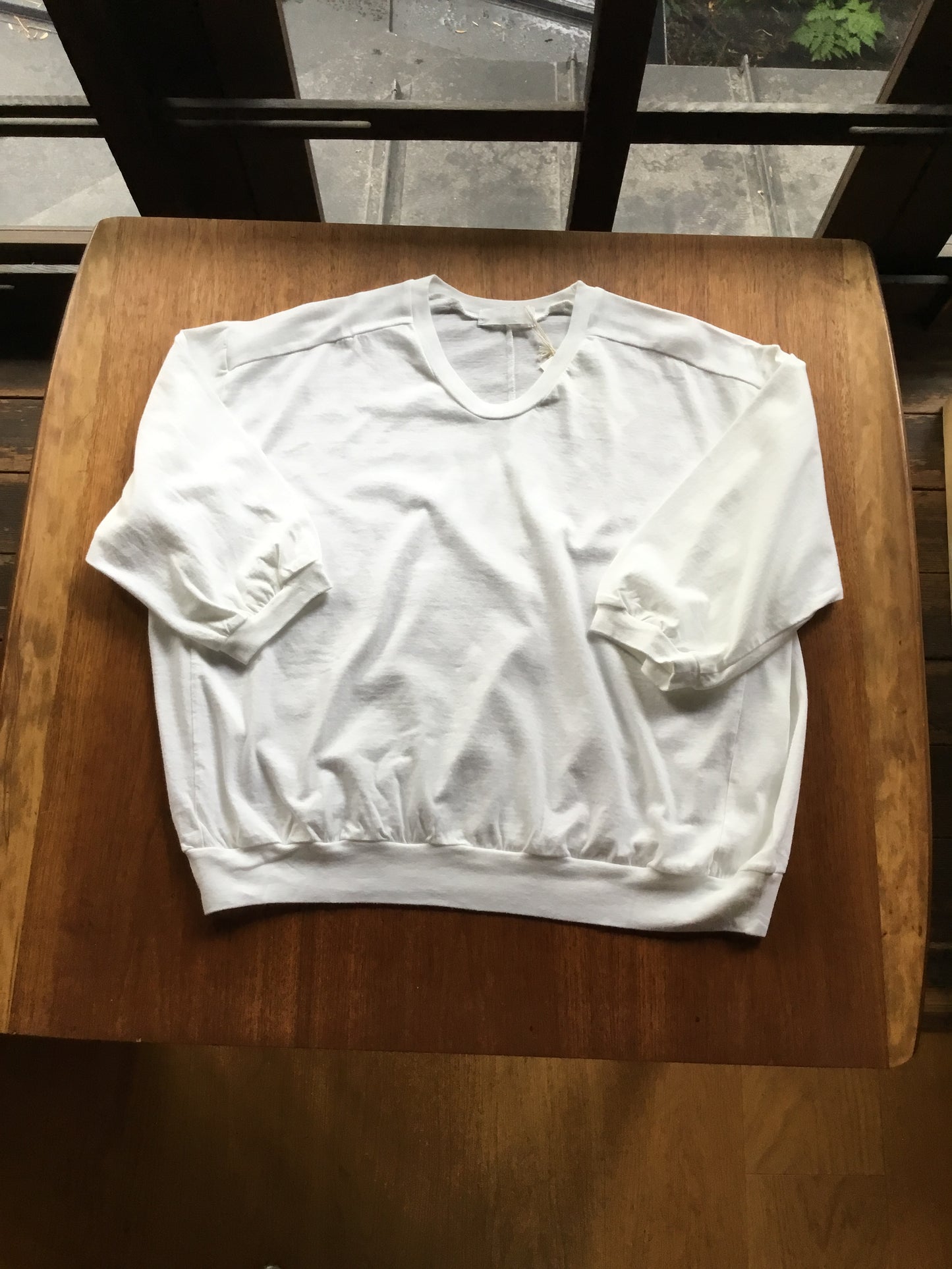 【homspun (ホームスパン) 】30／1天竺六分袖VネックPO