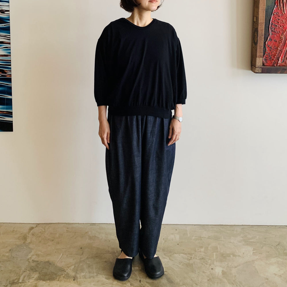 【homspun (ホームスパン) 】30／1天竺六分袖VネックPO