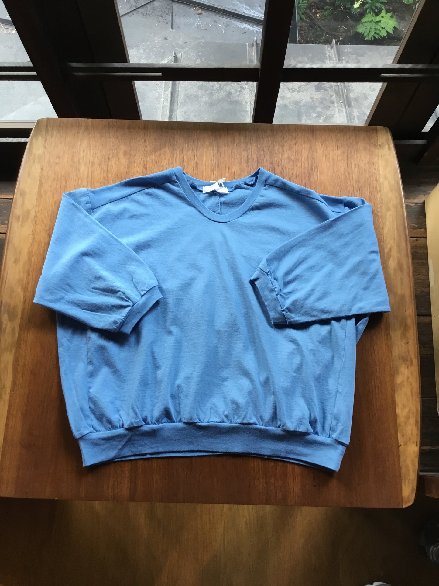 【homspun (ホームスパン) 】30／1天竺六分袖VネックPO