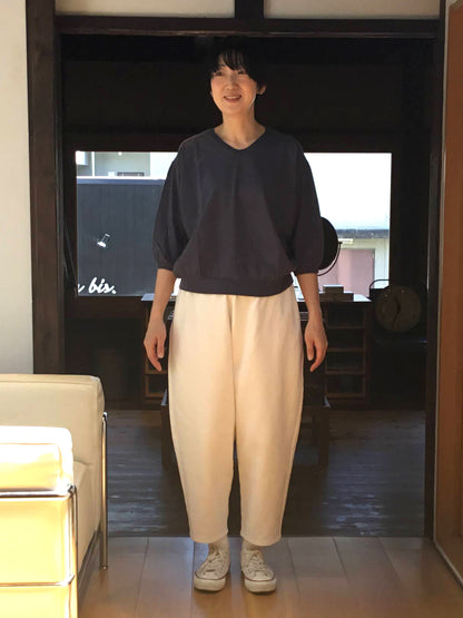 【homspun (ホームスパン) 】30／1天竺六分袖VネックPO