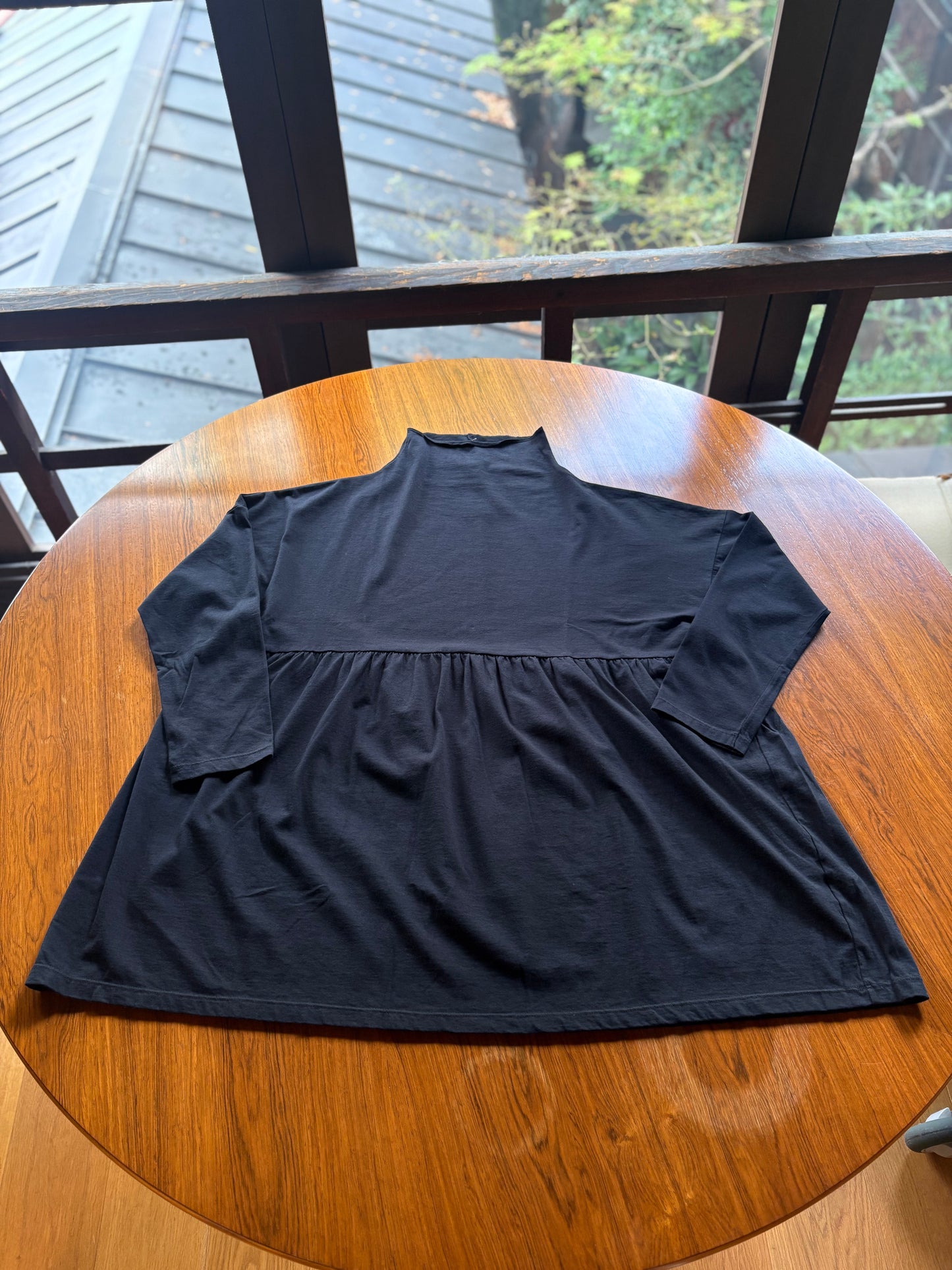 【homspun (ホームスパン) 】30/1天竺ハイネックギャザーPO