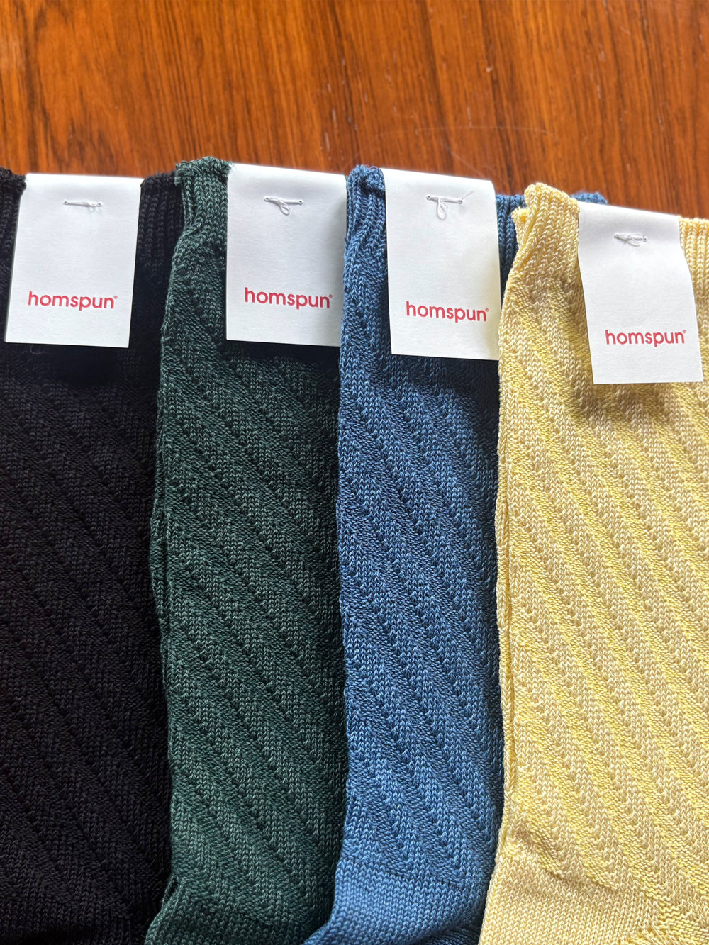 【homspun (ホームスパン) 】シルケットコットン斜めリブソックス