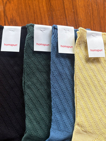 【homspun (ホームスパン) 】シルケットコットン斜めリブソックス