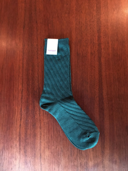 【homspun (ホームスパン) 】シルケットコットン斜めリブソックス