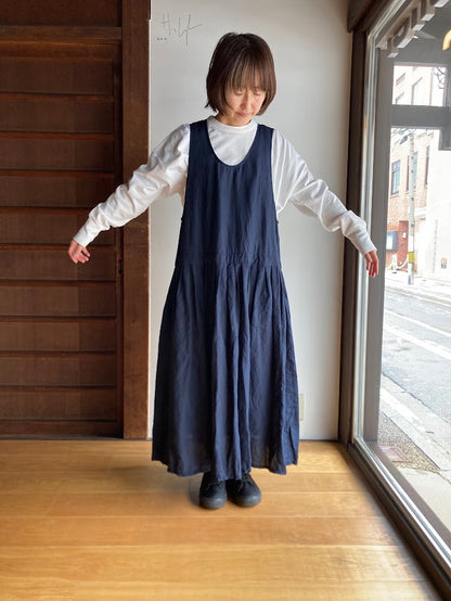 【homspun (ホームスパン) 】リネンバイオノースリーブワンピース