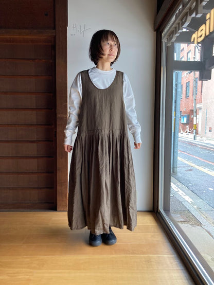 【homspun (ホームスパン) 】リネンバイオノースリーブワンピース