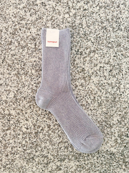 【homspun (ホームスパン) 】綿コーマ糸起毛リブソックス